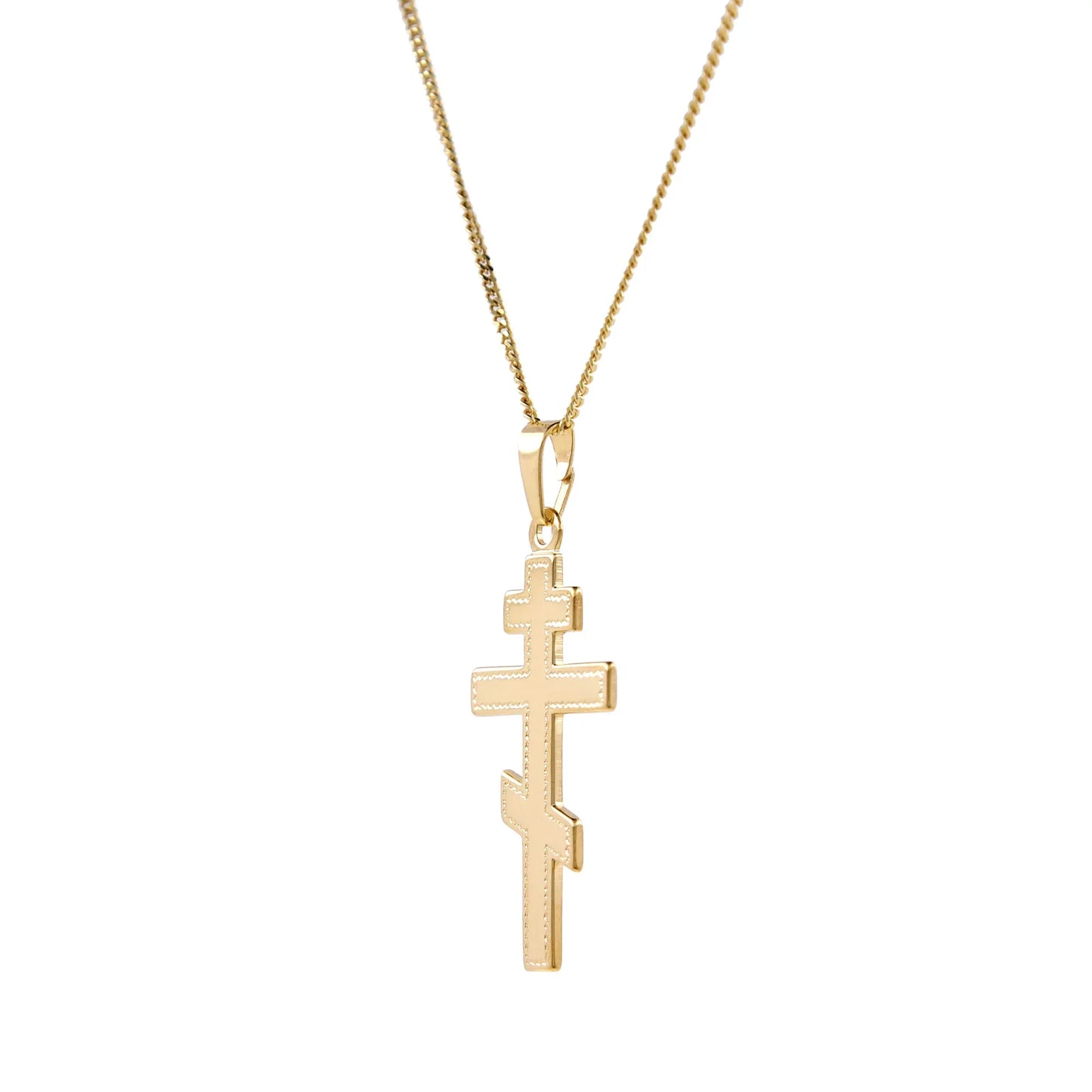 Gold Anhänger Kreuz mit Goldkette massiv 585 - 14 Karat Gold
