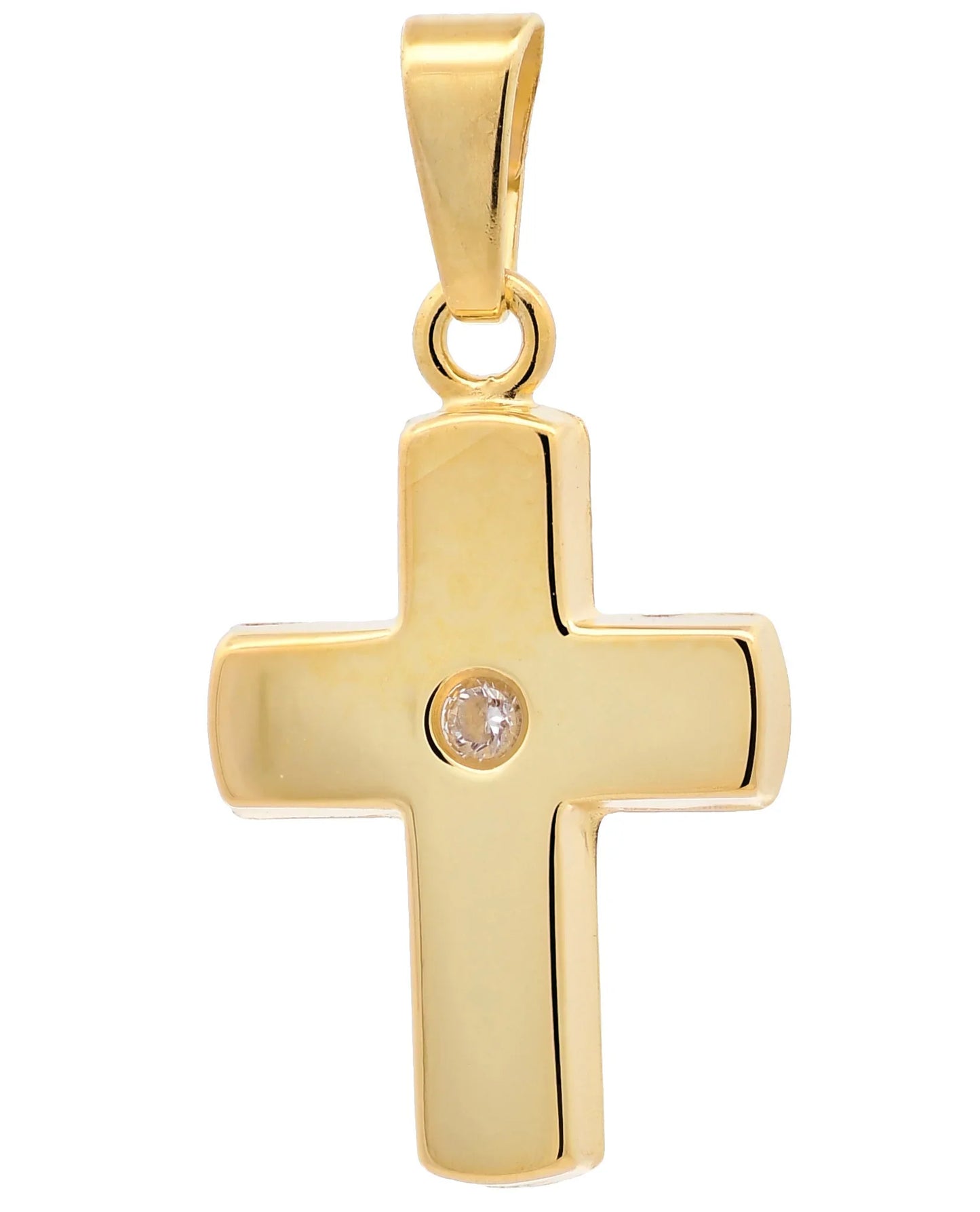 Gold Anhänger Kreuz Zirkonia mit Goldkette massiv 333 - 8 Karat Gold