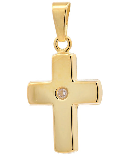 Gold Anhänger Kreuz Zirkonia mit Goldkette massiv 333 - 8 Karat Gold