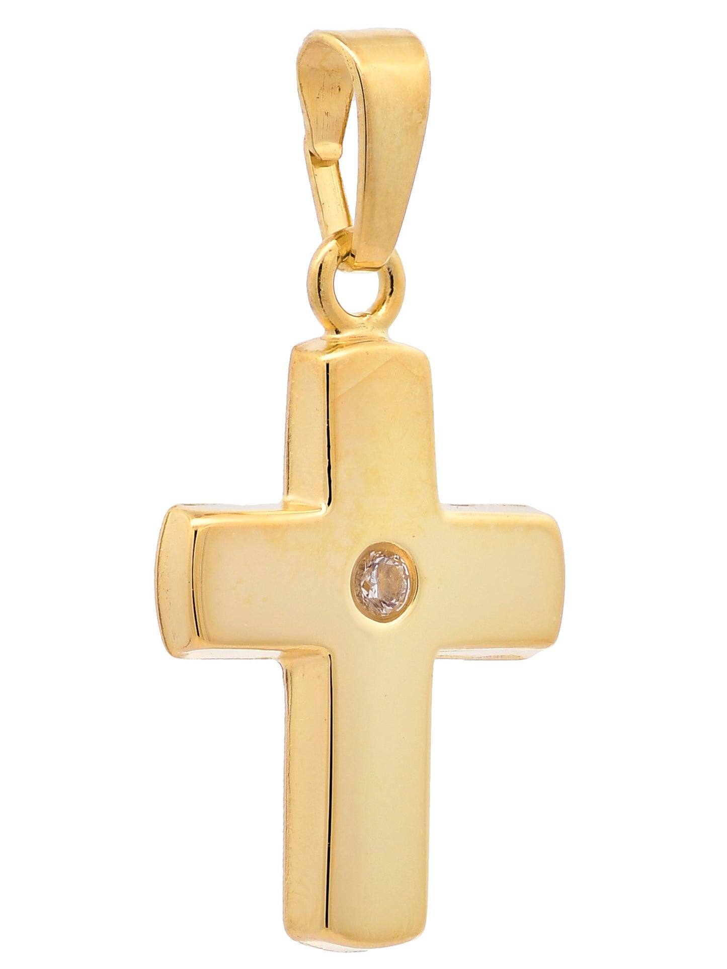 Anhänger Kreuz Zirkonia  333-8 Karat Gold mit vergoldeter Silberkette