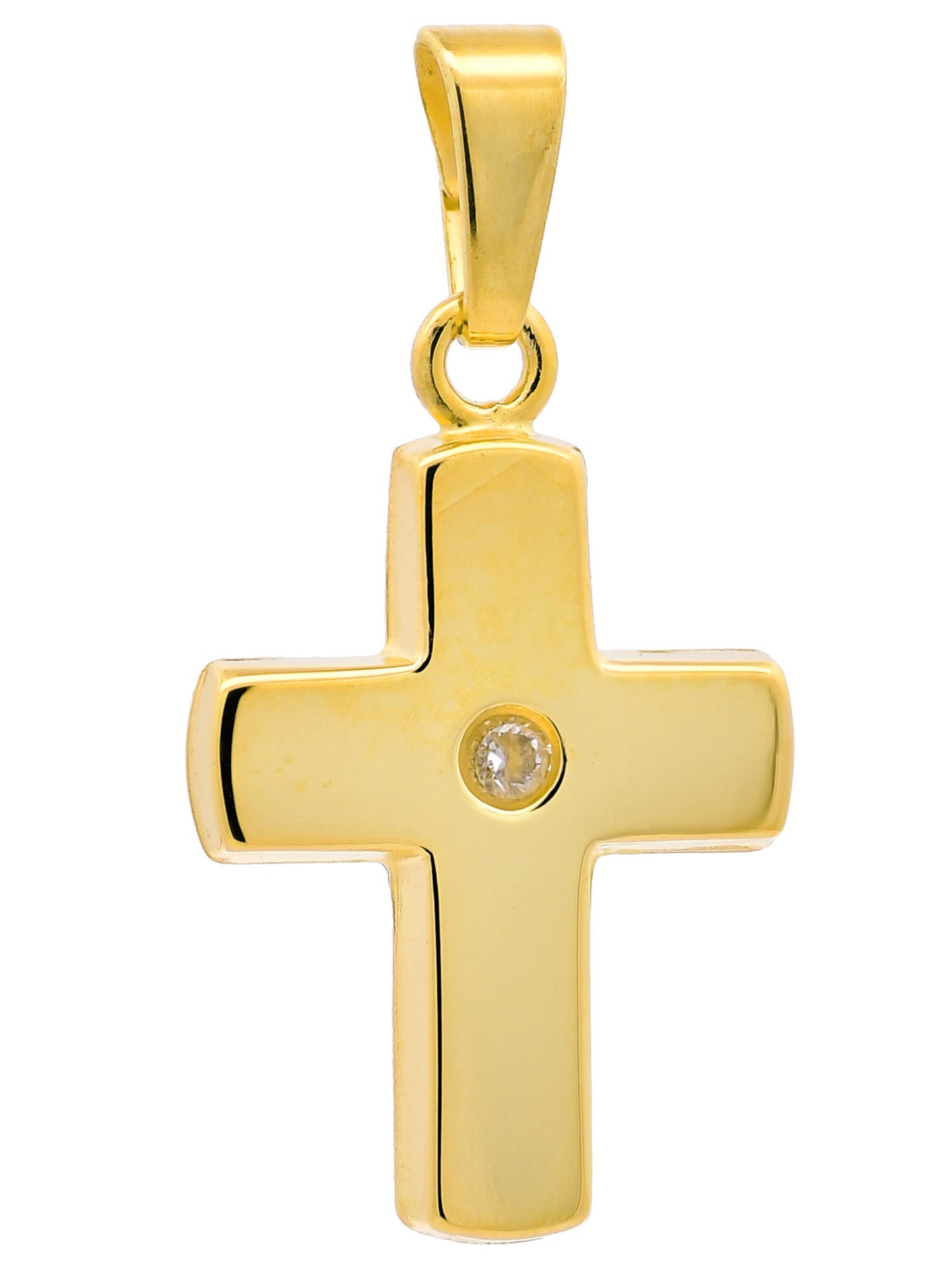Anhänger Kreuz Zirkonia  333-8 Karat Gold mit vergoldeter Silberkette