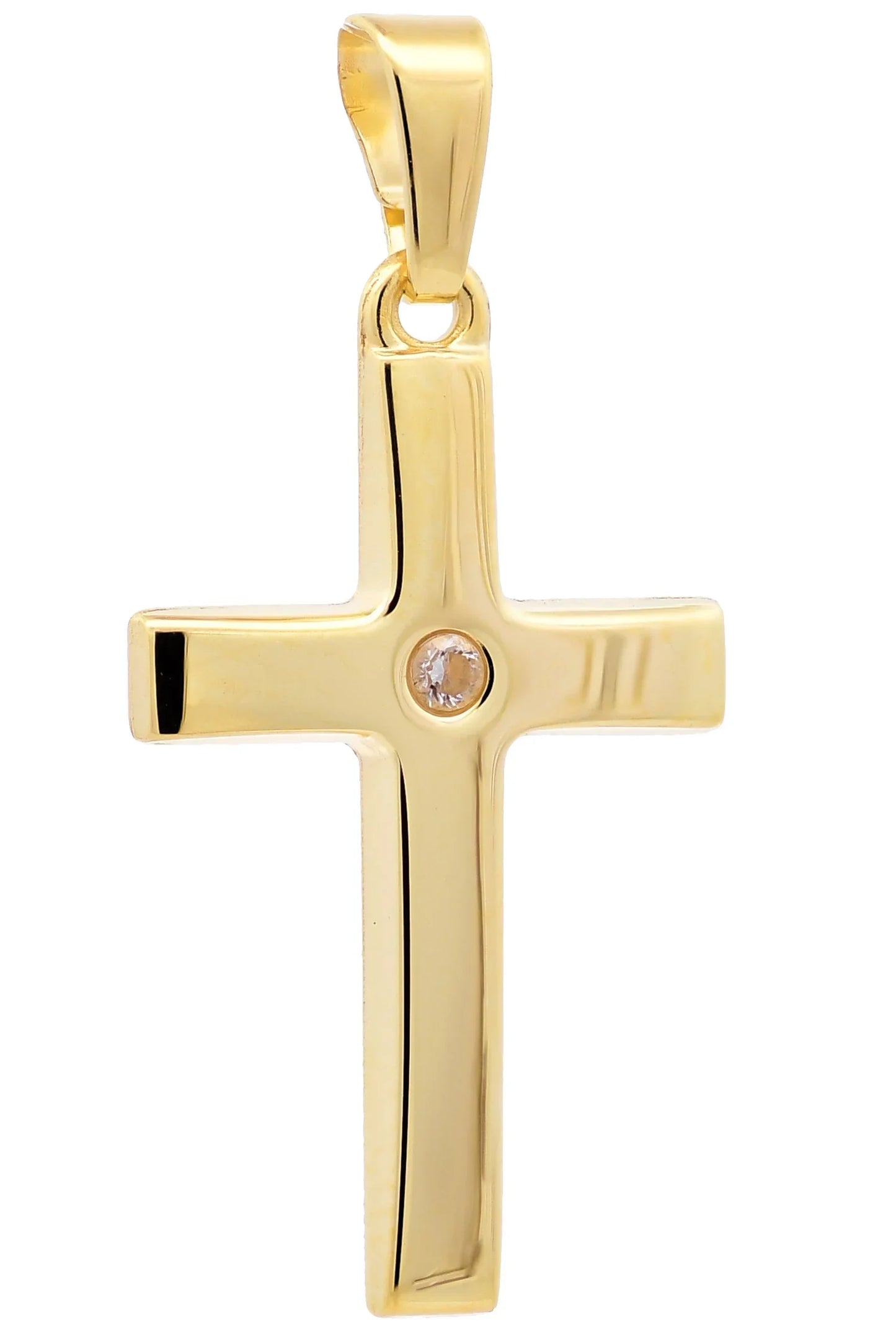 Kettenanhänger Gold Anhänger Kreuz Zirkonia massiv 333 - 8 Karat Gold