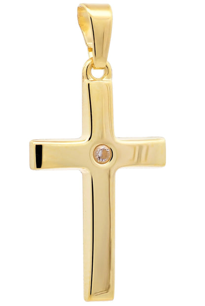 Kettenanhänger Gold Anhänger Kreuz Zirkonia massiv 333 - 8 Karat Gold