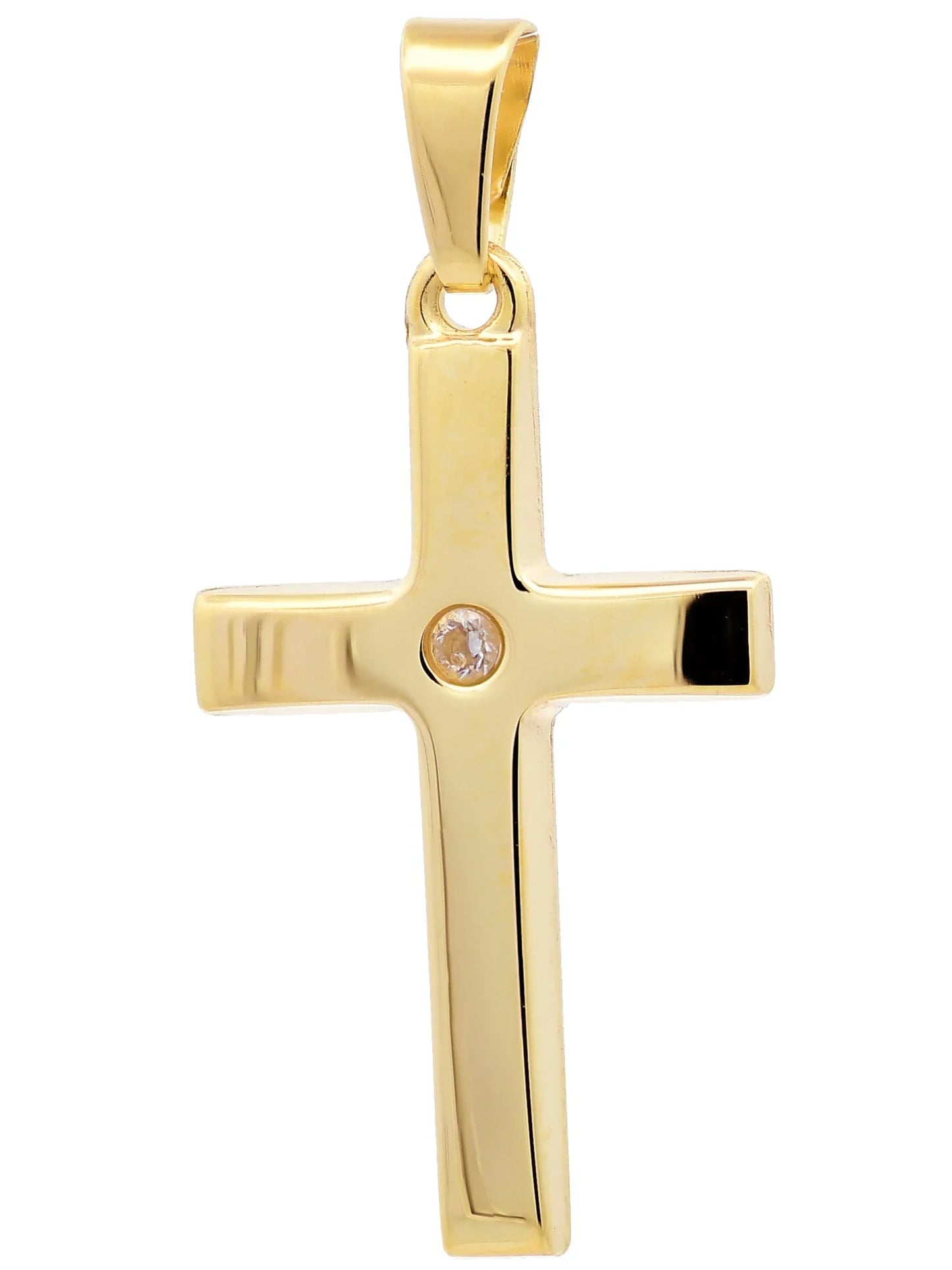 Kettenanhänger Gold Anhänger Kreuz Zirkonia massiv 333 - 8 Karat Gold