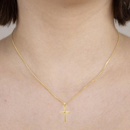 Anhänger Kreuz Zirkonia  333-8 Karat Gold mit vergoldeter Silberkette