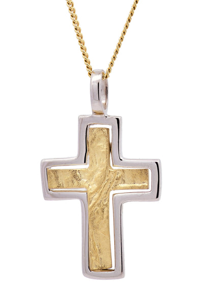 Gold Anhänger Kreuz    mit Goldkette massiv 333/GW Karat Gold