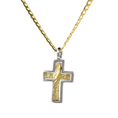 Anhänger Kreuz gehämmert mit massiver Goldkette 2,6 mm 45 cm