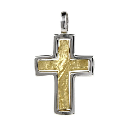 Anhänger Kreuz gehämmert mit massiver Goldkette 2,6 mm 45 cm