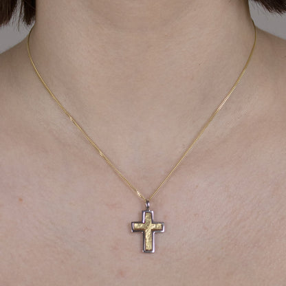 Anhänger Kreuz   333/GW Karat Gold mit vergoldeter Silberkette