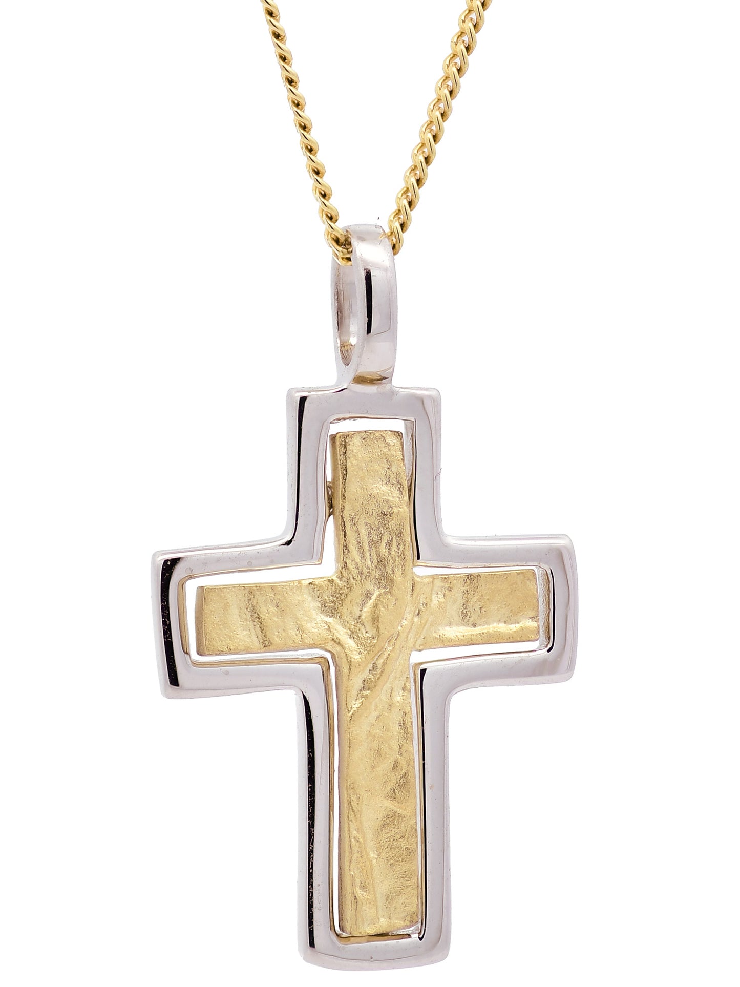 Anhänger Kreuz   333/GW Karat Gold mit vergoldeter Silberkette