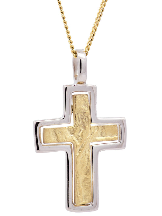 Anhänger Kreuz   333/GW Karat Gold mit vergoldeter Silberkette