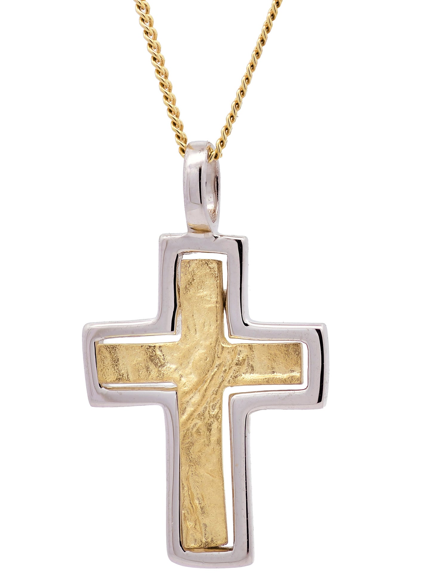 Anhänger Kreuz   333/GW Karat Gold mit vergoldeter Silberkette