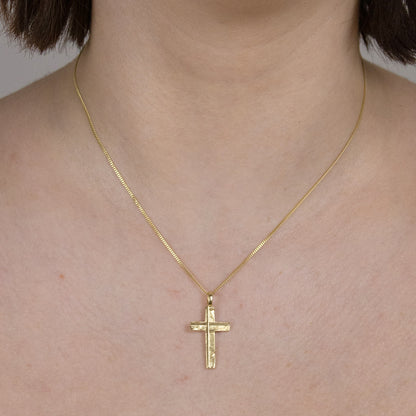 Anhänger Kreuz   333-8 Karat Gold mit vergoldeter Silberkette