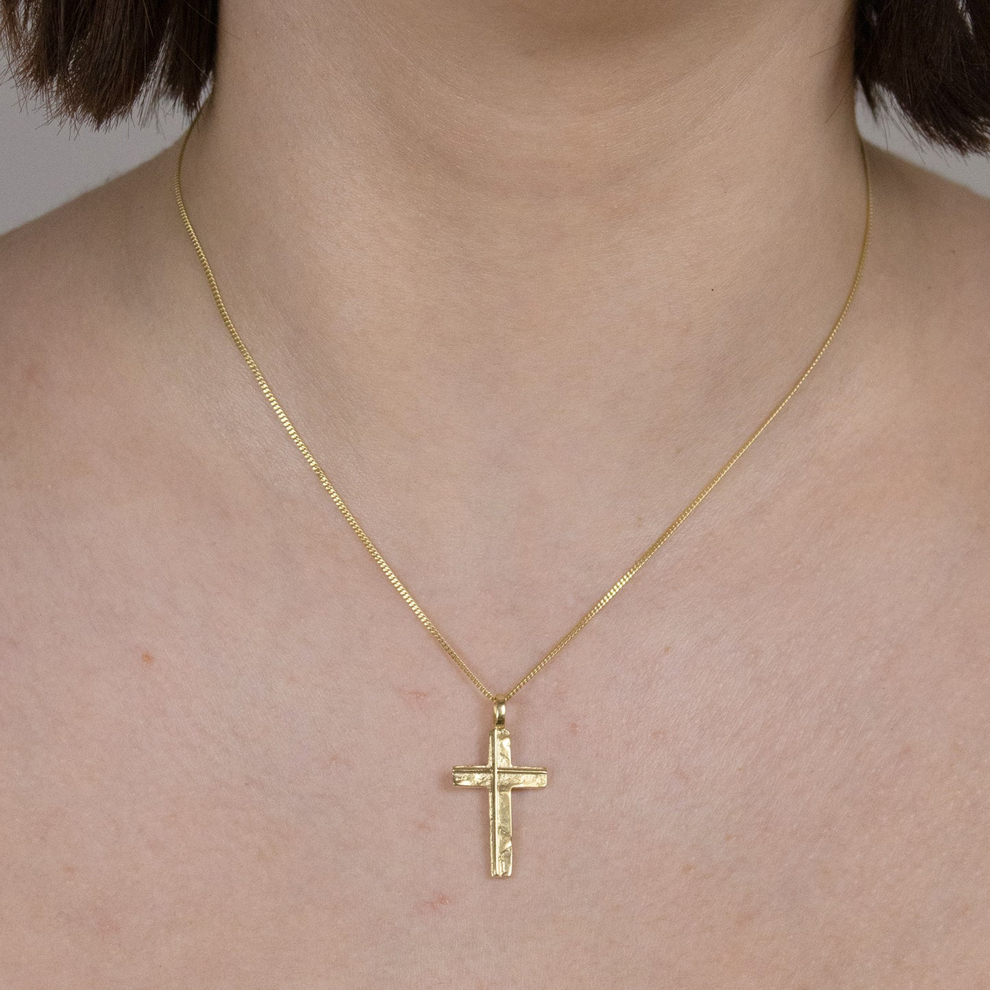 Anhänger Kreuz  585-14 Karat Gold mit vergoldeter Silberkette
