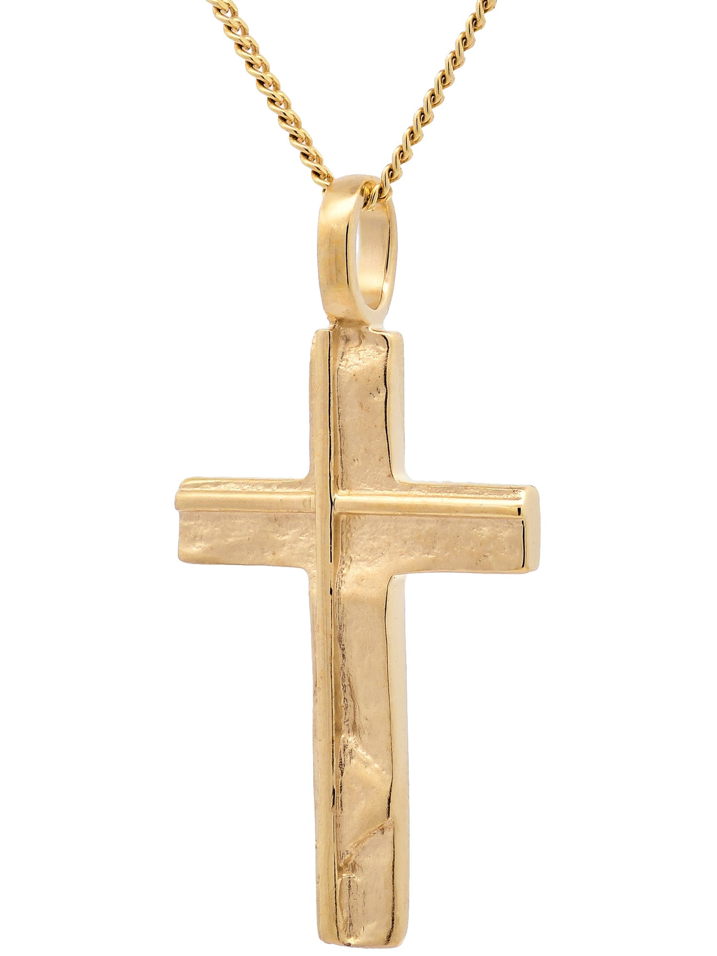 Anhänger Kreuz  585-14 Karat Gold mit vergoldeter Silberkette