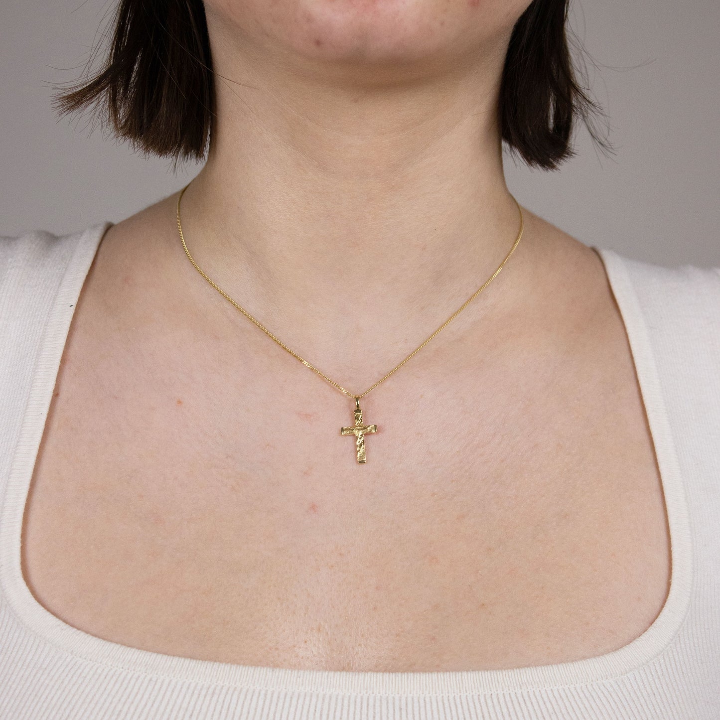 Gold Anhänger Kreuz mit Goldkette massiv 585 - 14 Karat Gold