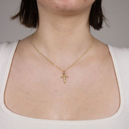 Gold Anhänger Kreuz mit Goldkette massiv 585 - 14 Karat Gold