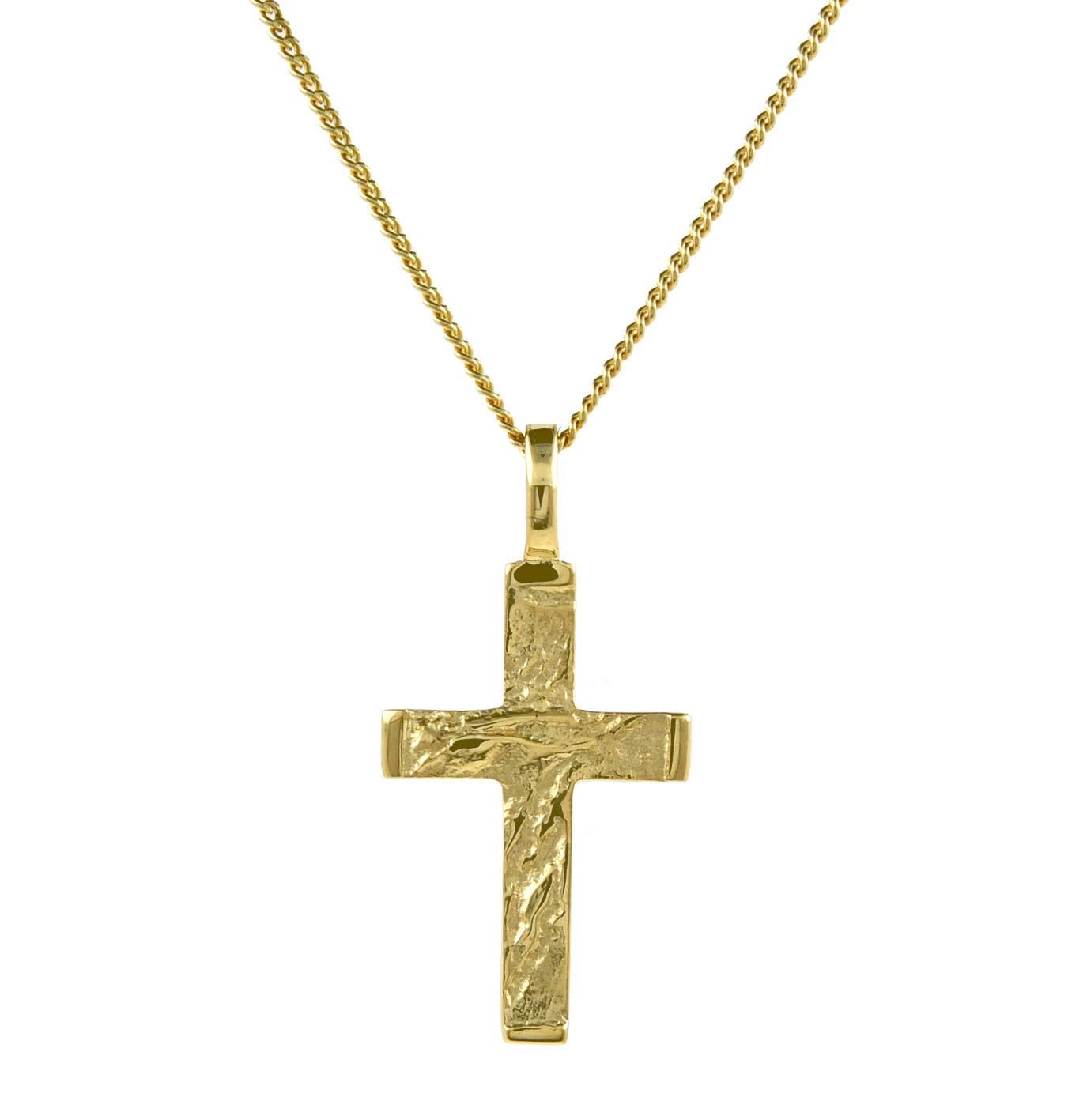 Gold Anhänger Kreuz mit Goldkette massiv 585 - 14 Karat Gold