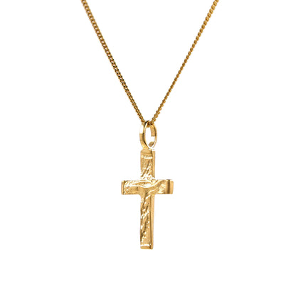 Gold Anhänger Kreuz mit Goldkette massiv 585 - 14 Karat Gold