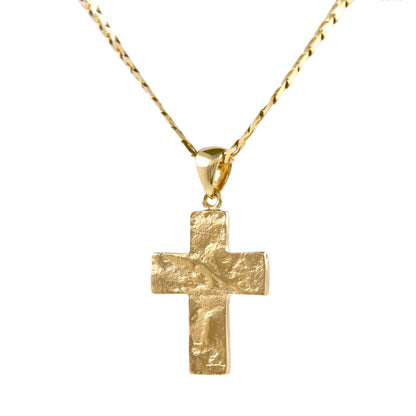 Anhänger Kreuz gehämmert mit massiver Goldkette 2,6 mm 50 cm