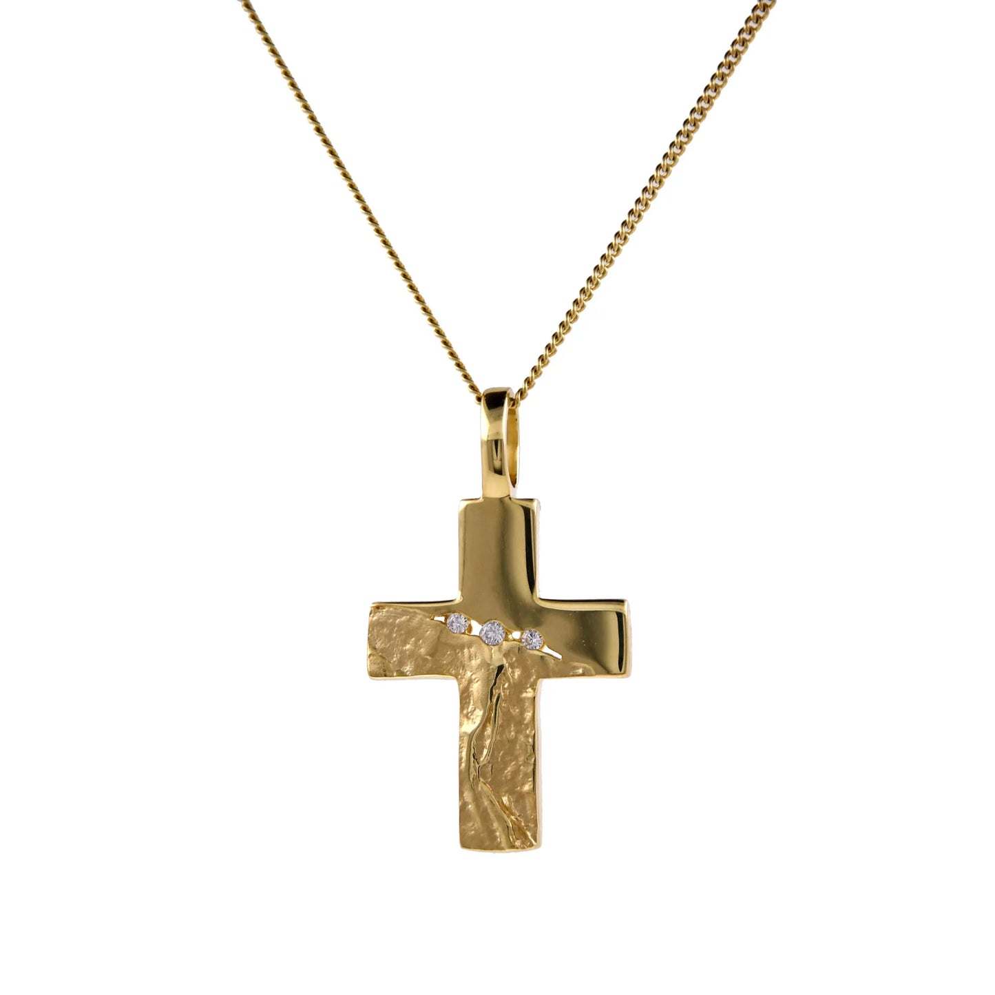 Gold Anhänger Kreuz Zirkonia mit Goldkette massiv 333 - 8 Karat Gold