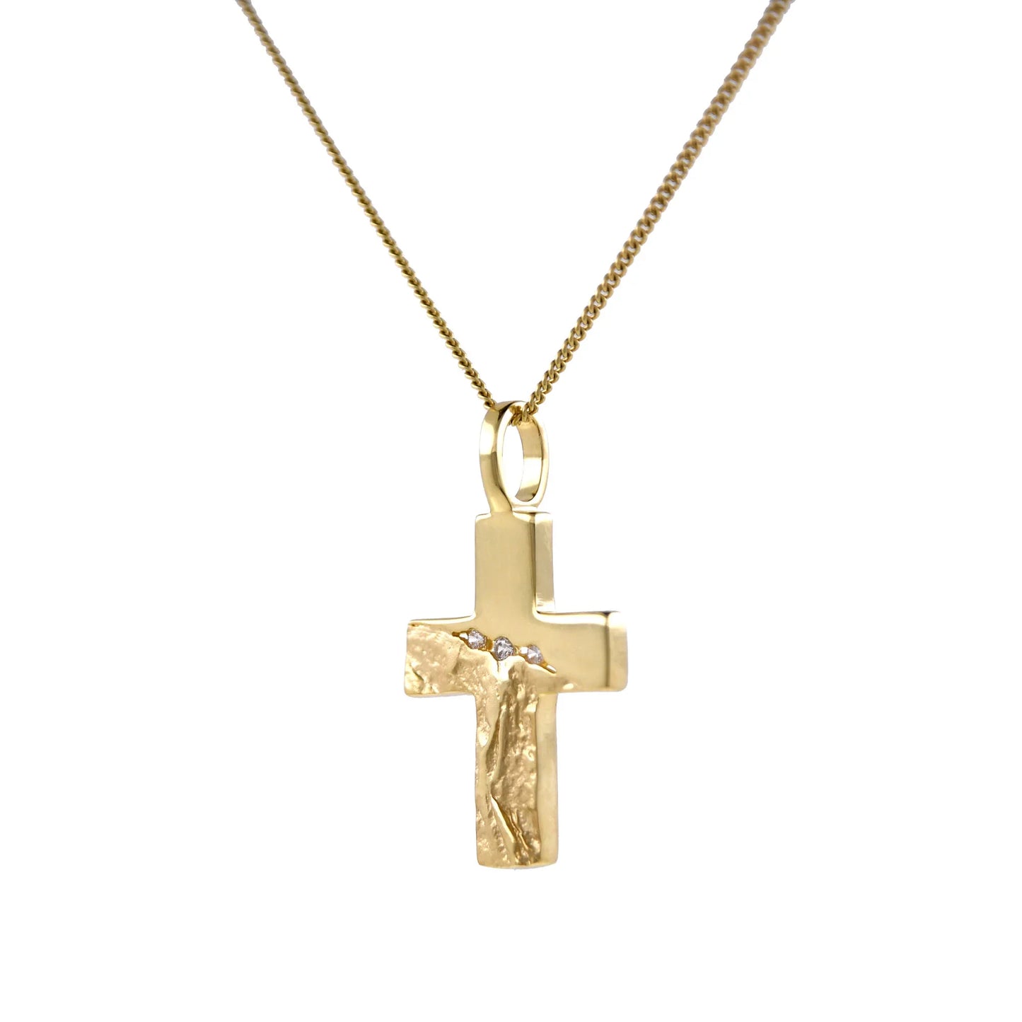 Gold Anhänger Kreuz Zirkonia mit Goldkette massiv 333 - 8 Karat Gold