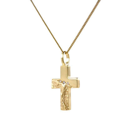 Gold Anhänger Kreuz Zirkonia mit Goldkette massiv 333 - 8 Karat Gold