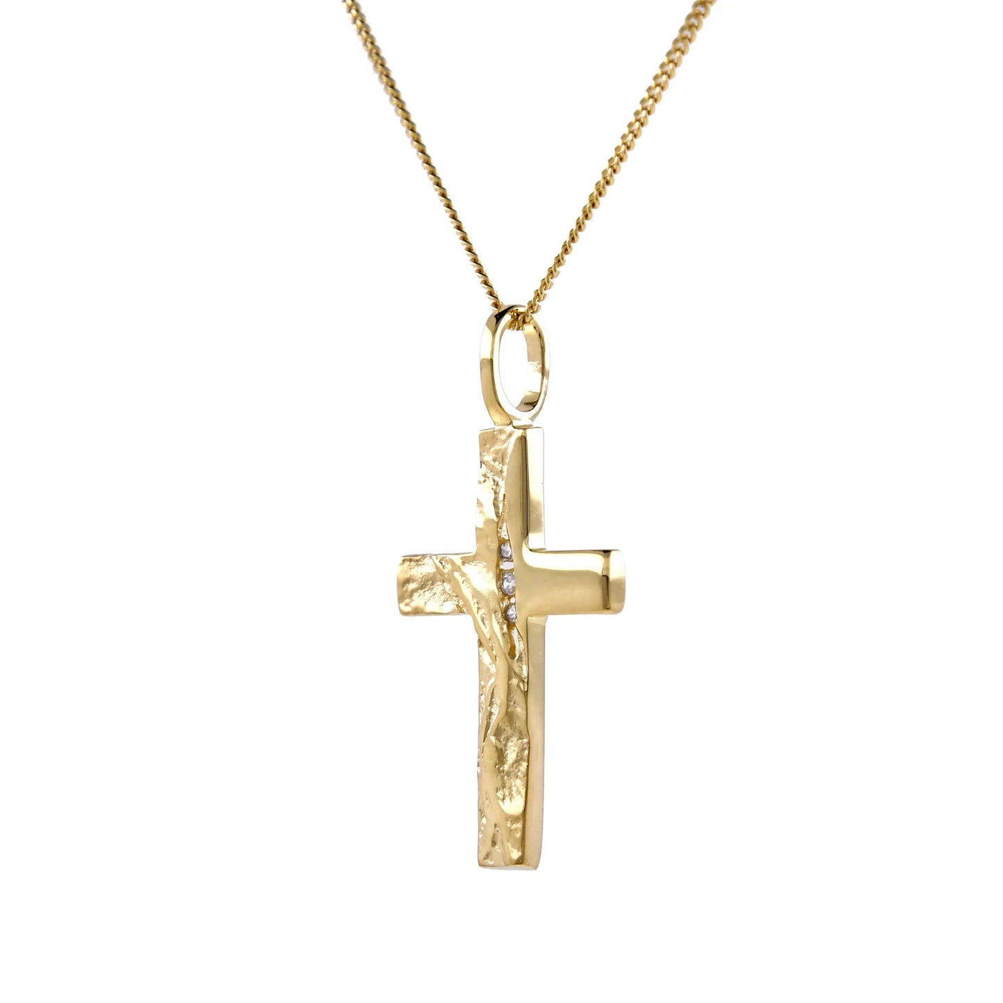 Gold Anhänger Kreuz Zirkonia mit Goldkette massiv 333 - 8 Karat Gold