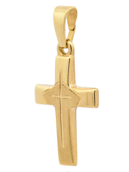Kettenanhänger Gold Anhänger Kreuz massiv 585 - 14 Karat Gold