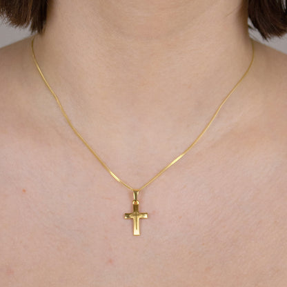 Anhänger Kreuz  585-14 Karat Gold mit vergoldeter Silberkette