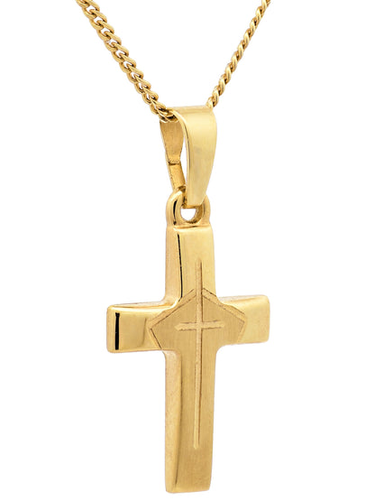 Anhänger Kreuz  585-14 Karat Gold mit vergoldeter Silberkette