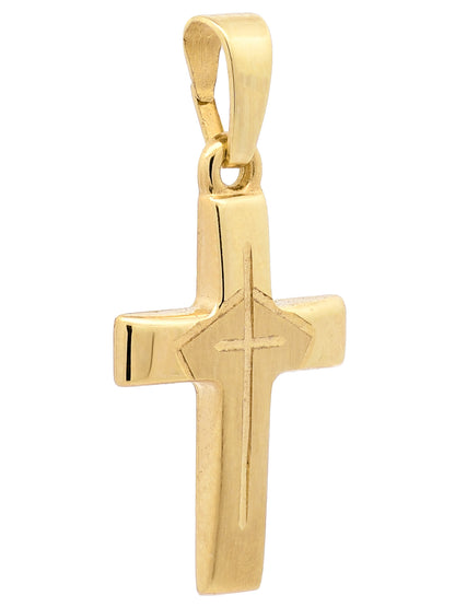 Anhänger Kreuz  585-14 Karat Gold mit vergoldeter Silberkette