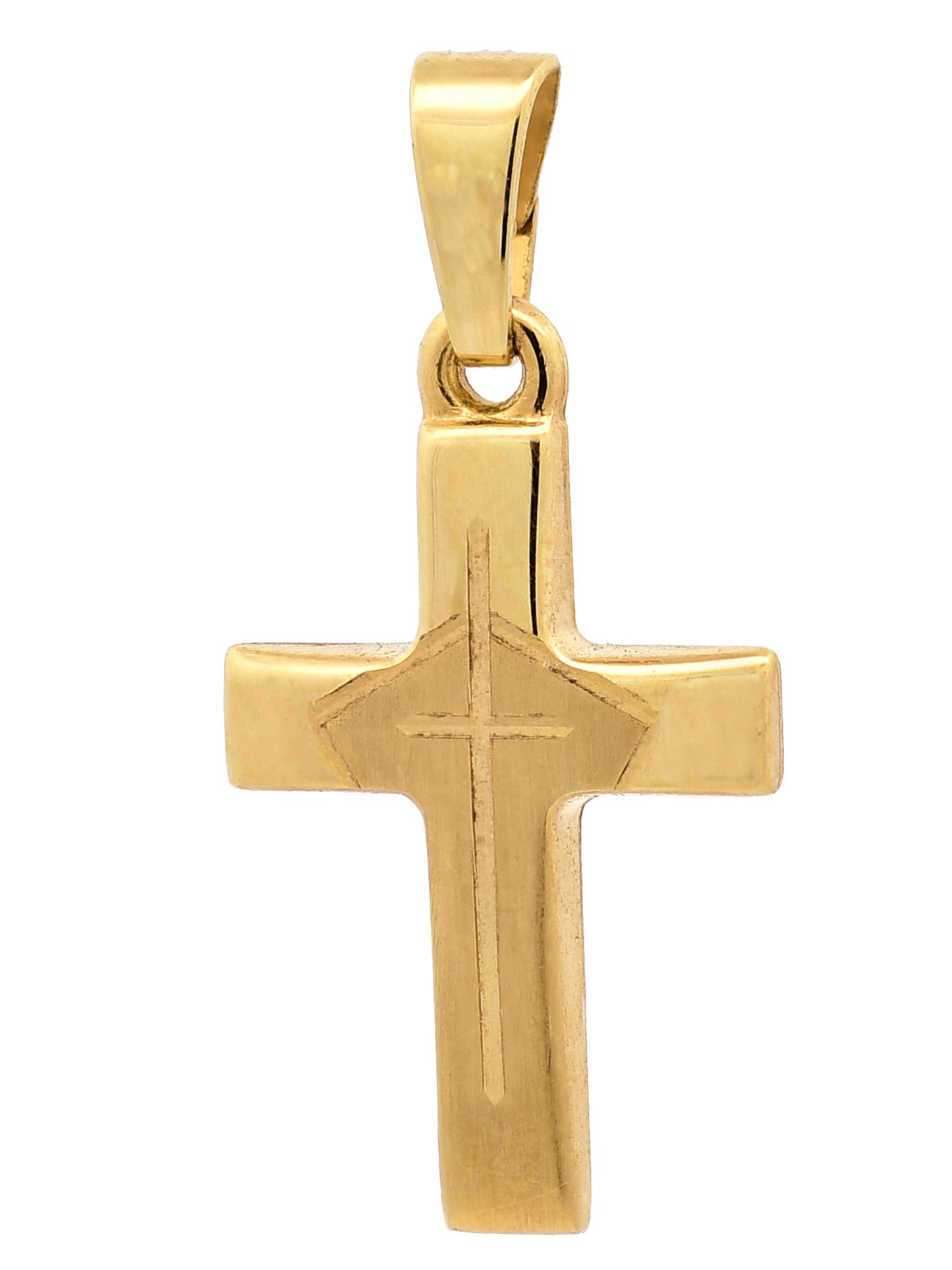 Anhänger Kreuz  585-14 Karat Gold mit vergoldeter Silberkette