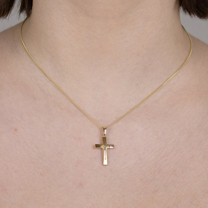 Anhänger Kreuz  585-14 Karat Gold mit vergoldeter Silberkette