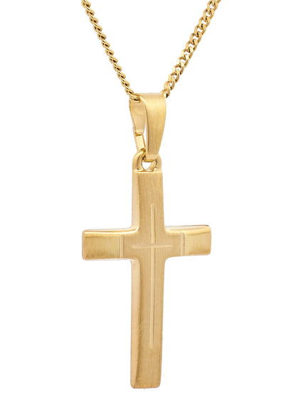 Anhänger Kreuz  585-14 Karat Gold mit vergoldeter Silberkette