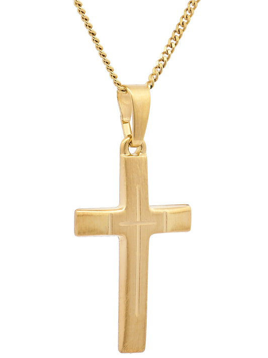 Anhänger Kreuz  585-14 Karat Gold mit vergoldeter Silberkette