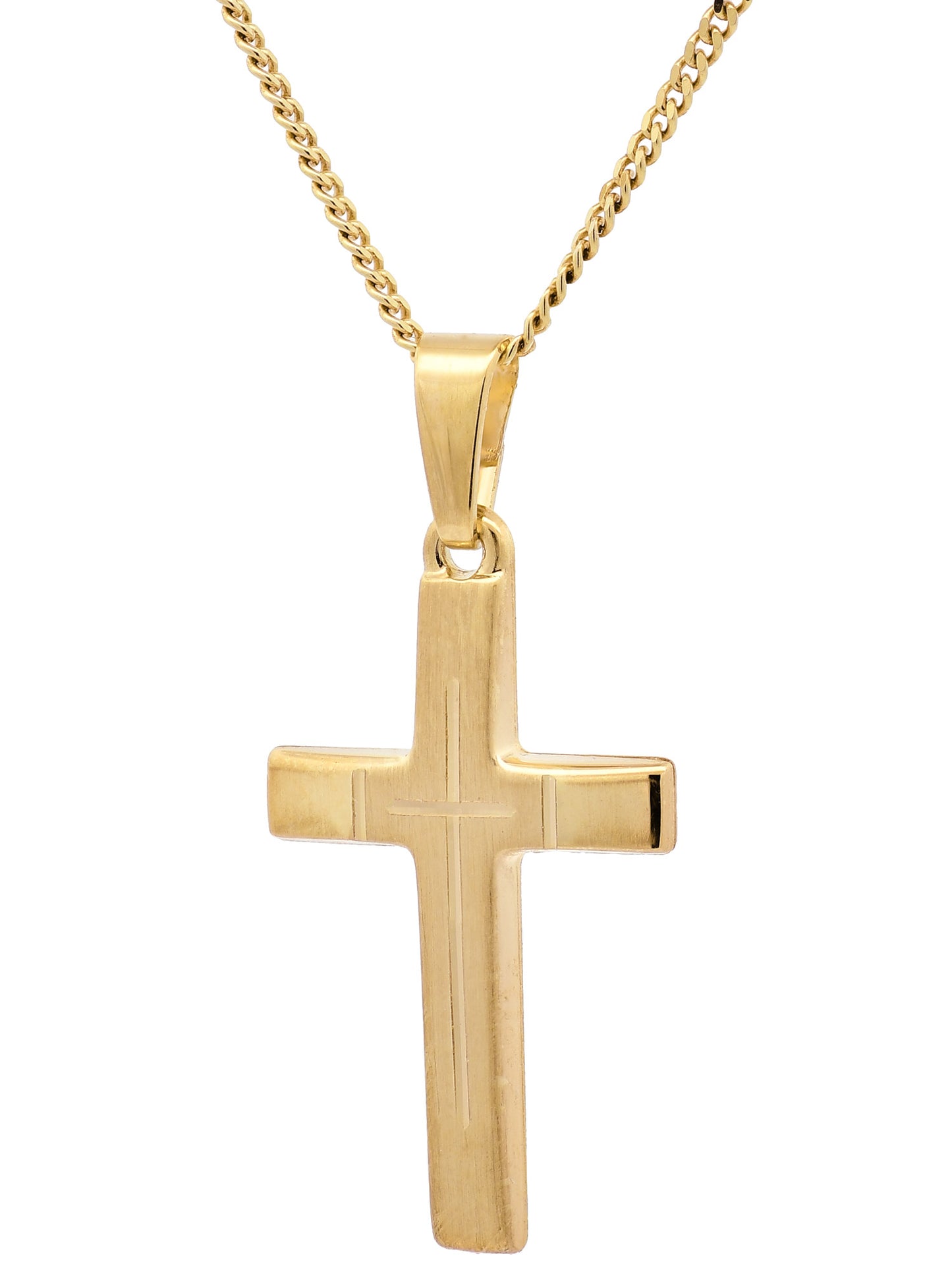 Anhänger Kreuz  585-14 Karat Gold mit vergoldeter Silberkette