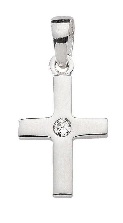 Anhänger Kreuz  925 Silber  rhodiniert mit Zirkonia
