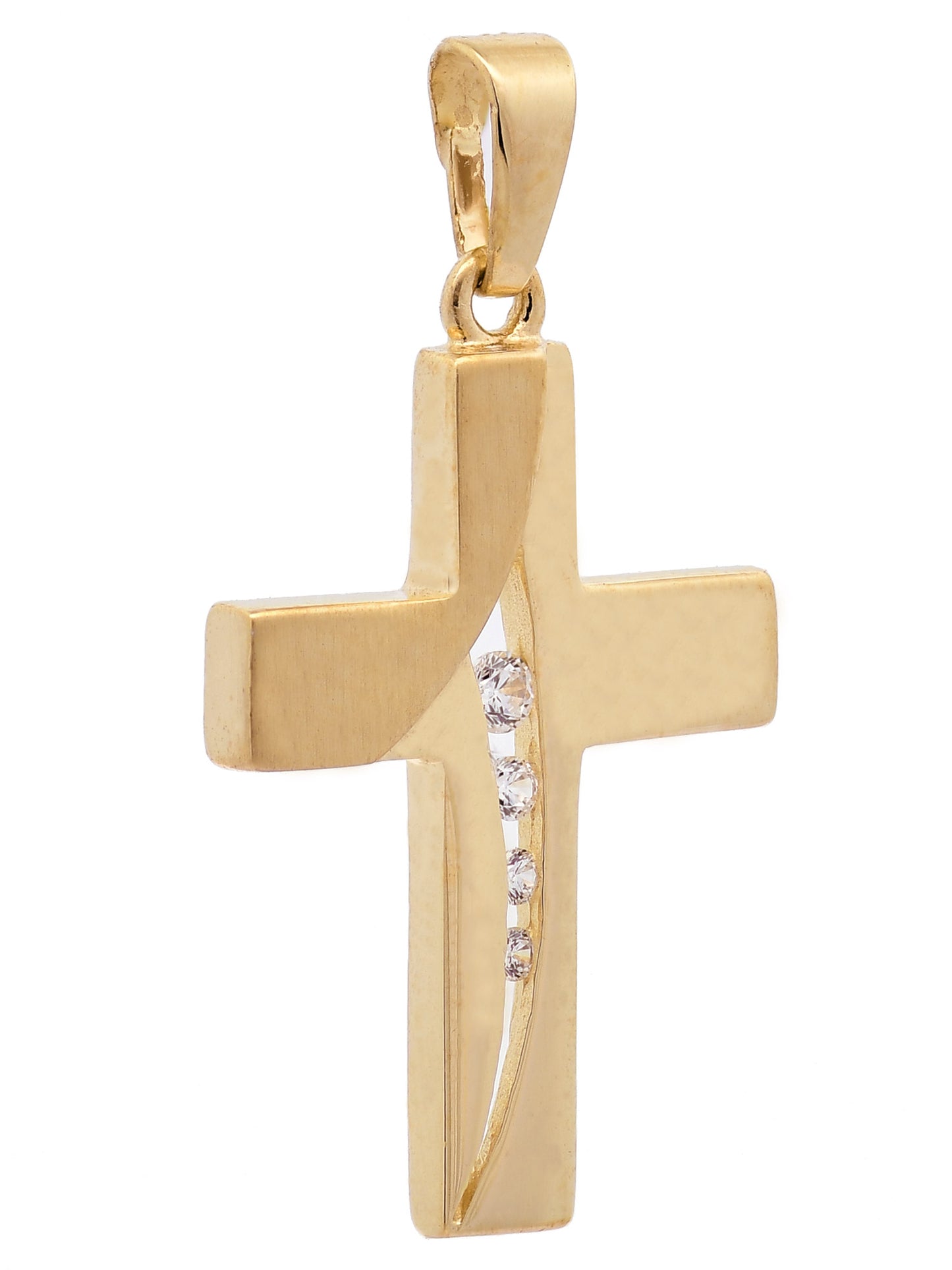 Anhänger Kreuz Zirkonia  333-8 Karat Gold mit vergoldeter Silberkette