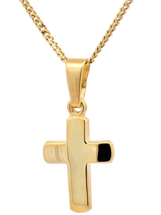 Anhänger Kreuz   333-8 Karat Gold mit vergoldeter Silberkette