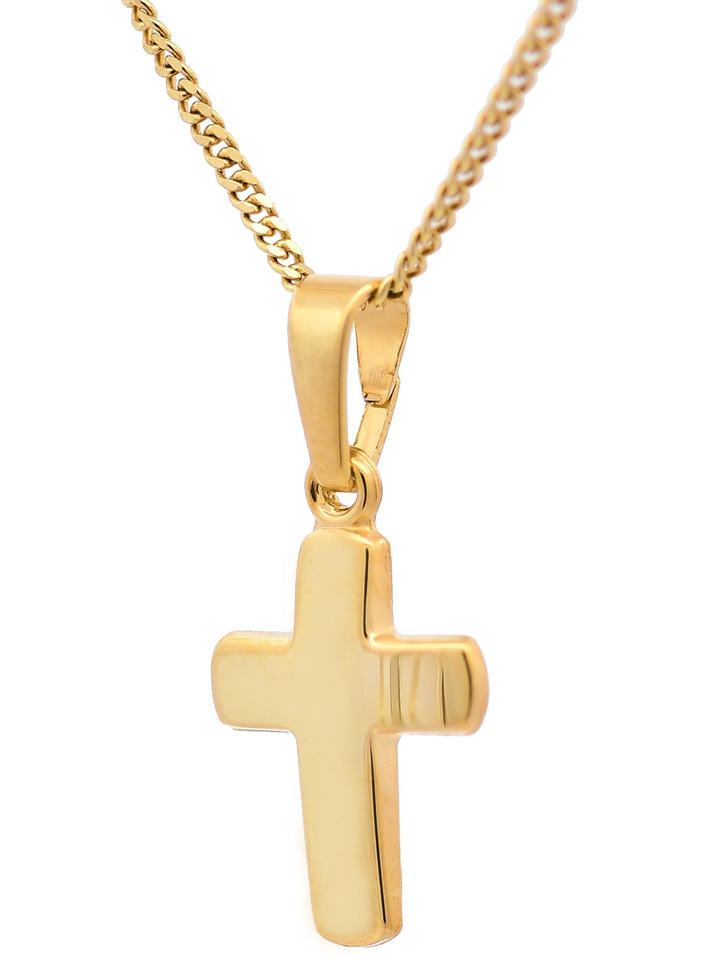 Anhänger Kreuz   333-8 Karat Gold mit vergoldeter Silberkette