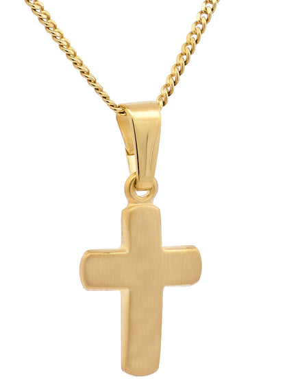 Anhänger Kreuz   333-8 Karat Gold mit vergoldeter Silberkette