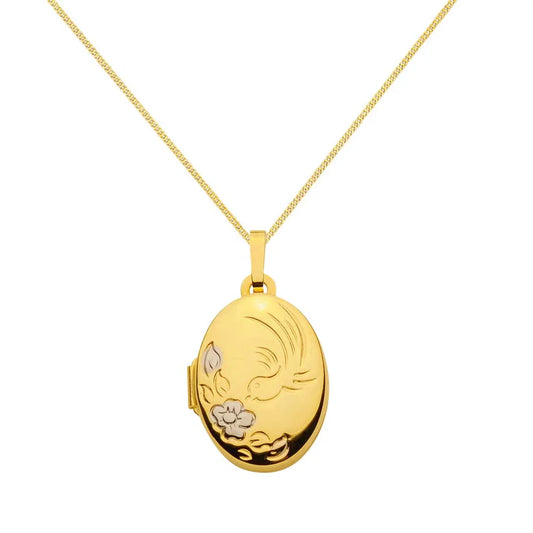 Anhänger Medaillon Oval mit Kette 1,1 mm 333-8 Karat Gold