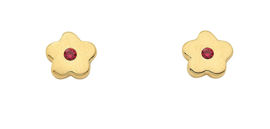 Ohrstecker Blüte synt. Rub 333 Gelbgold