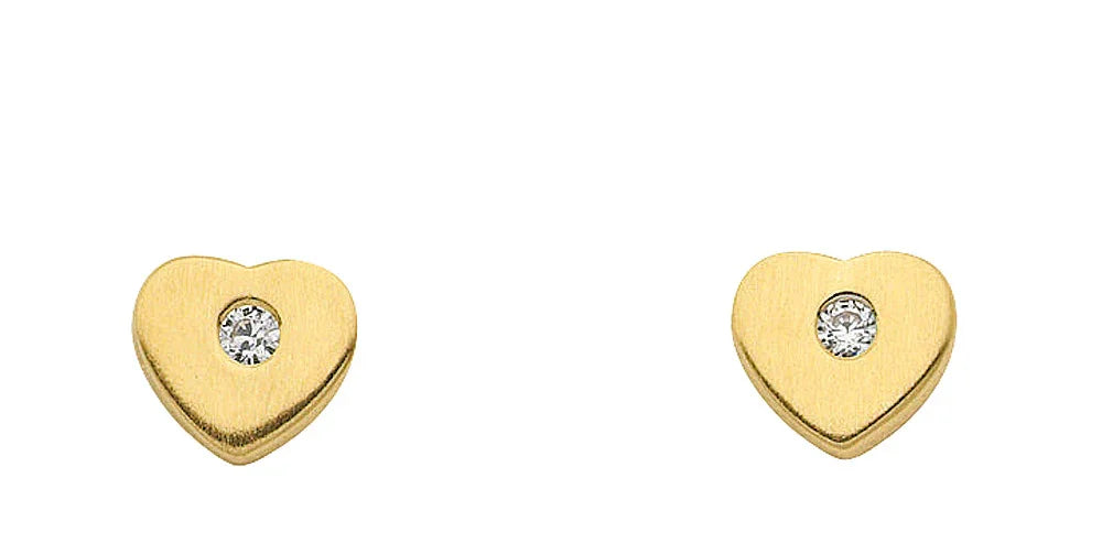 Ohrstecker Herz Zirkonia 333 Gelbgold