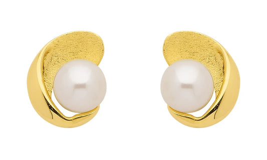 Ohrstecker  Zirkonia mit Süßwasserzuchtperle 333 Gelbgold