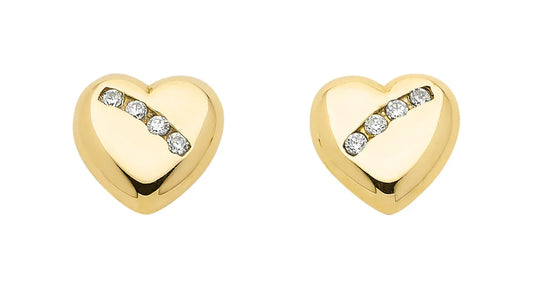 Ohrstecker Herz Zirkonia 333 Gelbgold