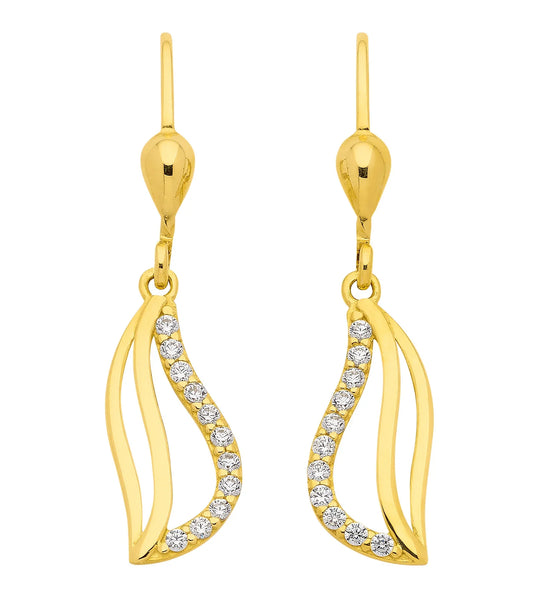 Ohrhänger, Ohrringe  Zirkonia 333 Gelbgold