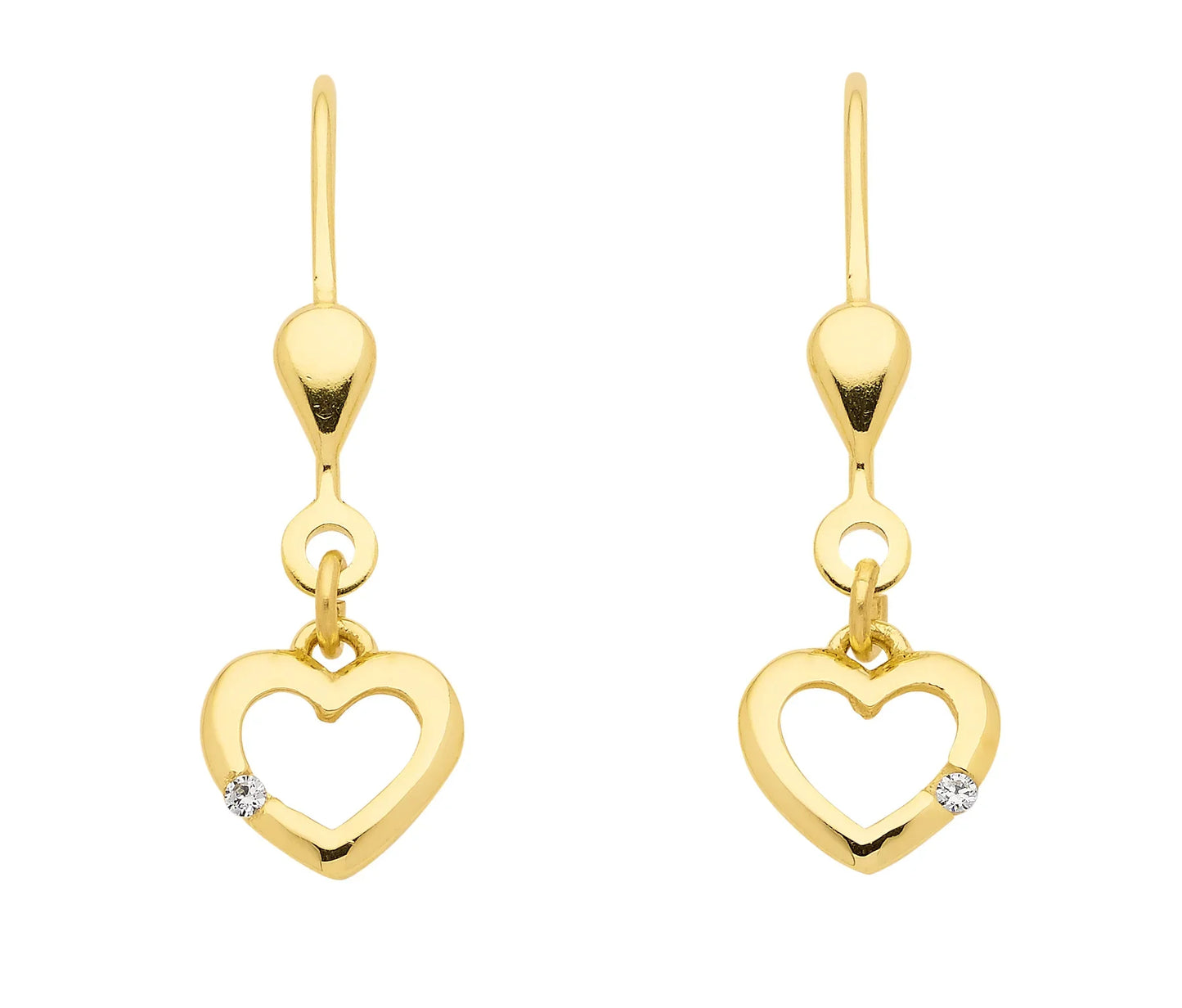 Ohrhänger, Ohrringe . Herz Zirkonia 333 Gelbgold