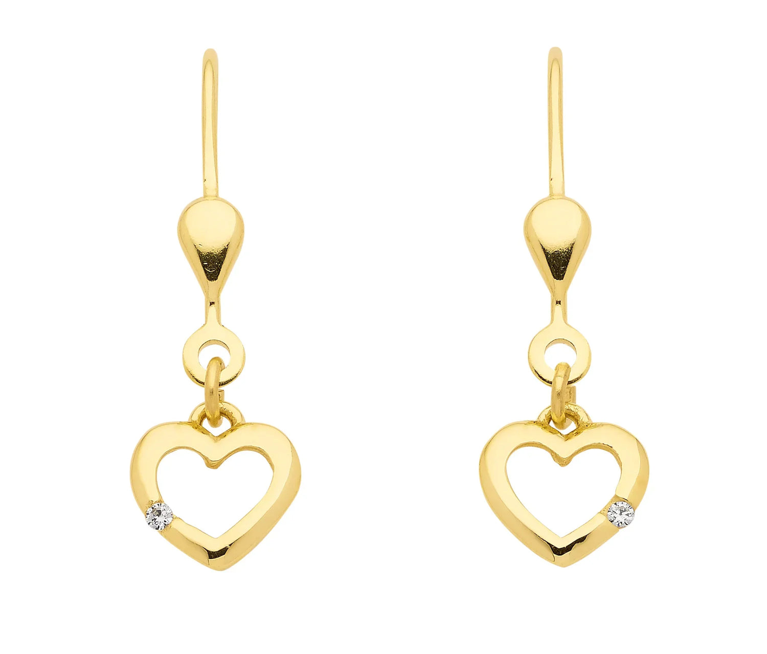 Ohrhänger, Ohrringe . Herz Zirkonia 333 Gelbgold